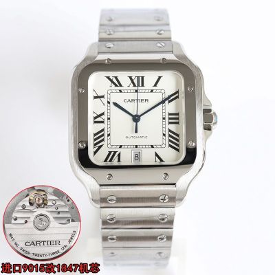Cartier Santos 41.9*35.1mm 316L Steel 9015 Movement Silver/Gold/Rose Gold Bezel Watch juste un clou cartier imitation